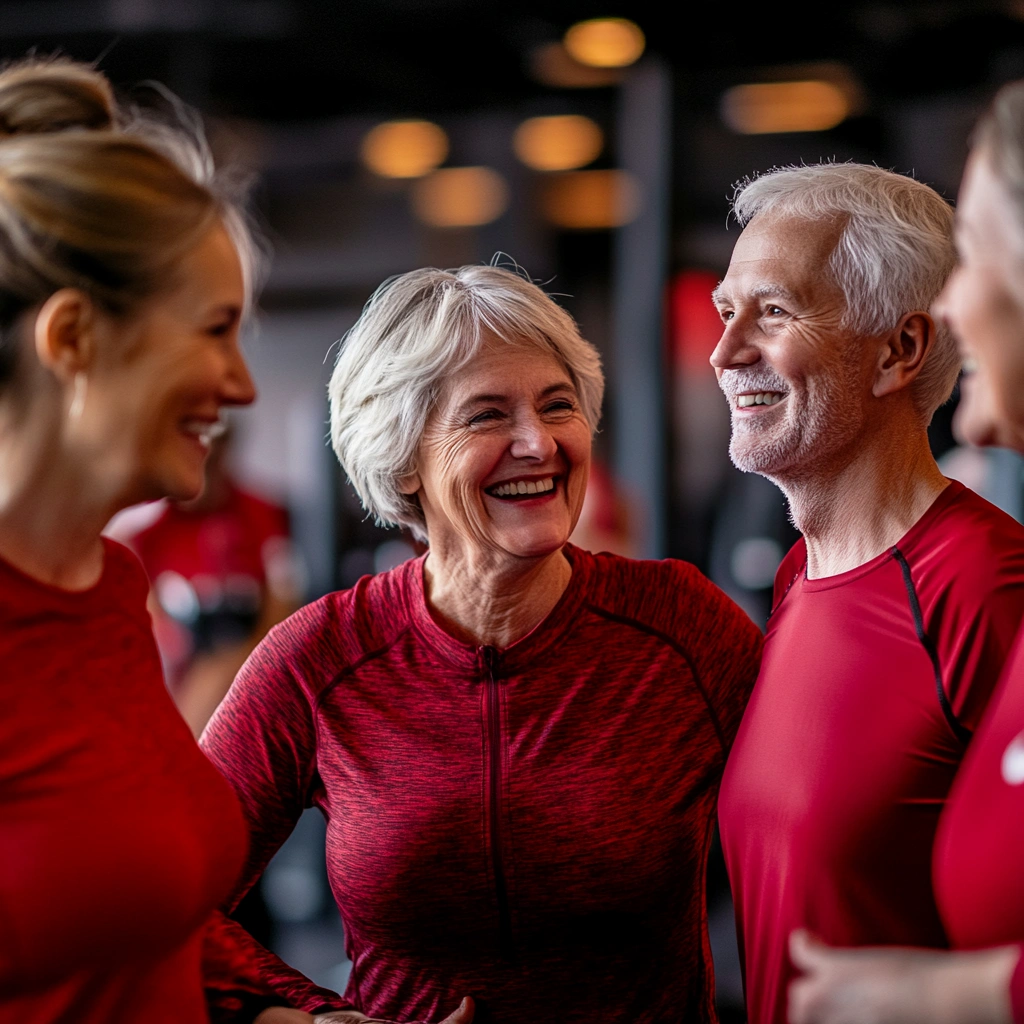 Щасливі активні пенсіонери після тренування